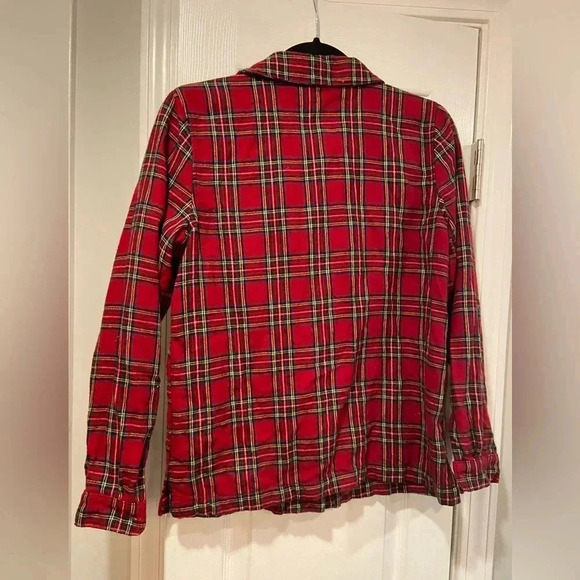 L.L. Bean Soft Cotton Red Plaid Flannel Long Sleeve Button Panama Top Size XS - Picture 6 of 11